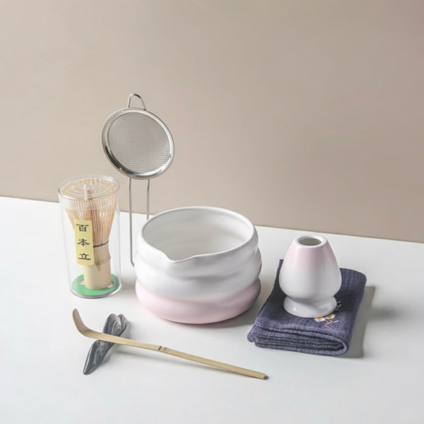 Premium Matcha Wave Tea Set - Sakura Pink