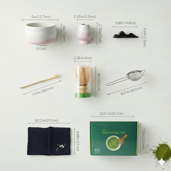 Premium Matcha Wave Tea Set - Sakura Pink